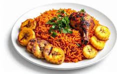 a plate of delicious jolof rice
    and chicken